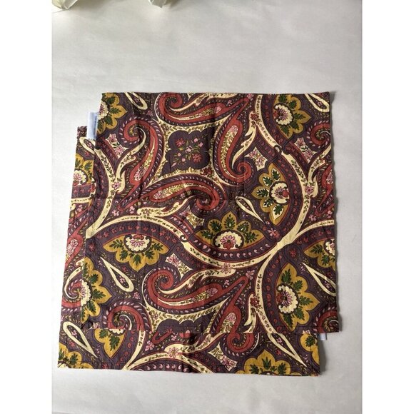 April Cornell Set Of Four Paisley Eggplant Red Square Cloth Cotton Napkins - Picture 1 of 10